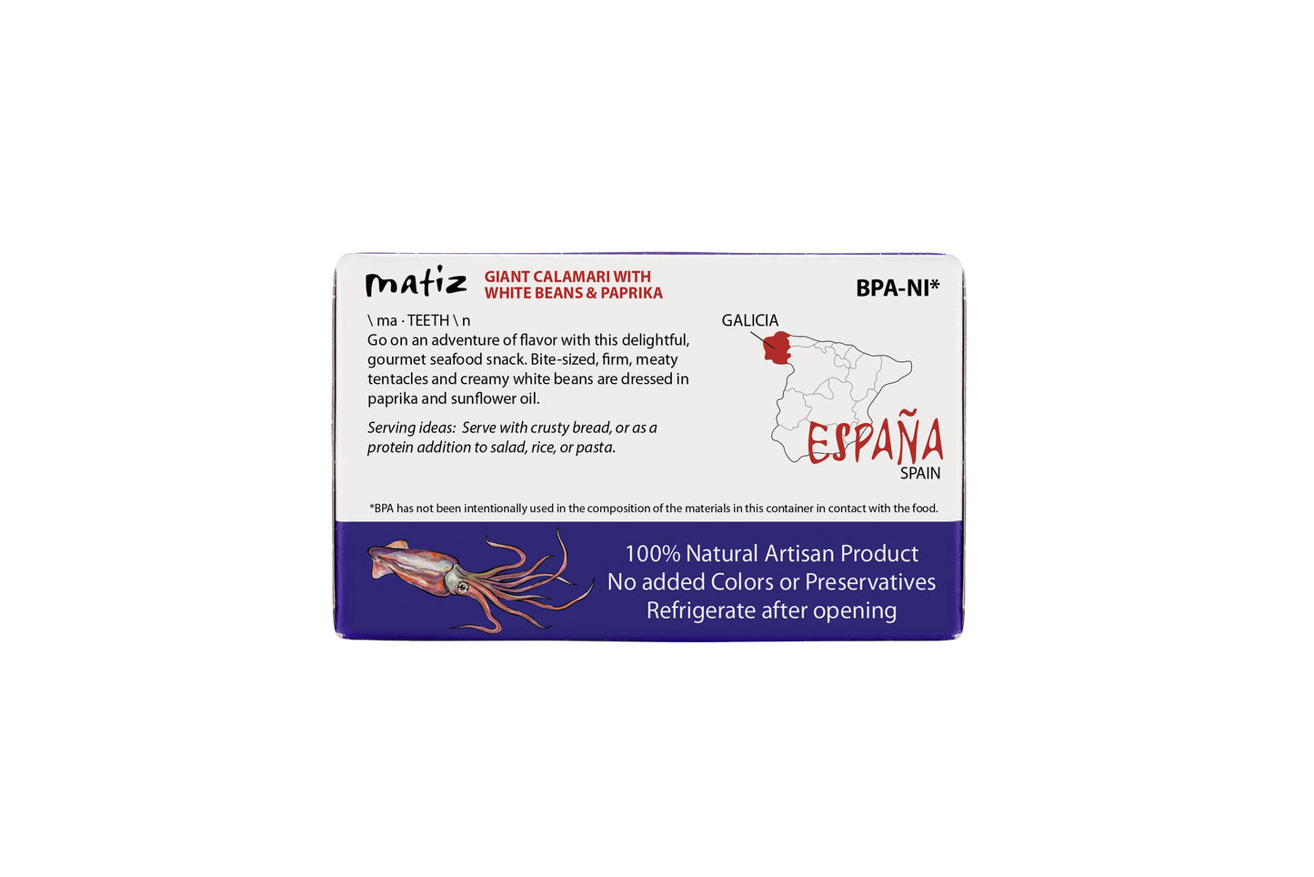 Matiz Canned Giant Calamari with White Beans & Pimenton, 4.1oz